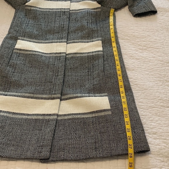 HOBBS LONDON car coat zippered front lined jacket boucle coat grey white size 6 - Picture 14 of 16